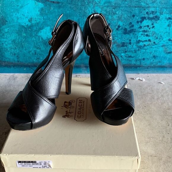 Coach Black Leather heels - Picture 1 of 4